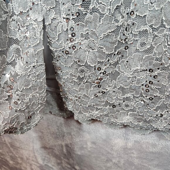 R&M Richards Womens 12 Sequin Lace Jacket Dress Set Sequins Silver Gray formal - Picture 8 of 16